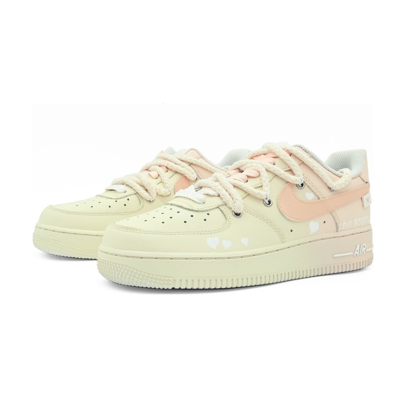 Custom Air Force 1 Shoes Beige Peach Love Begets Love - Image 3