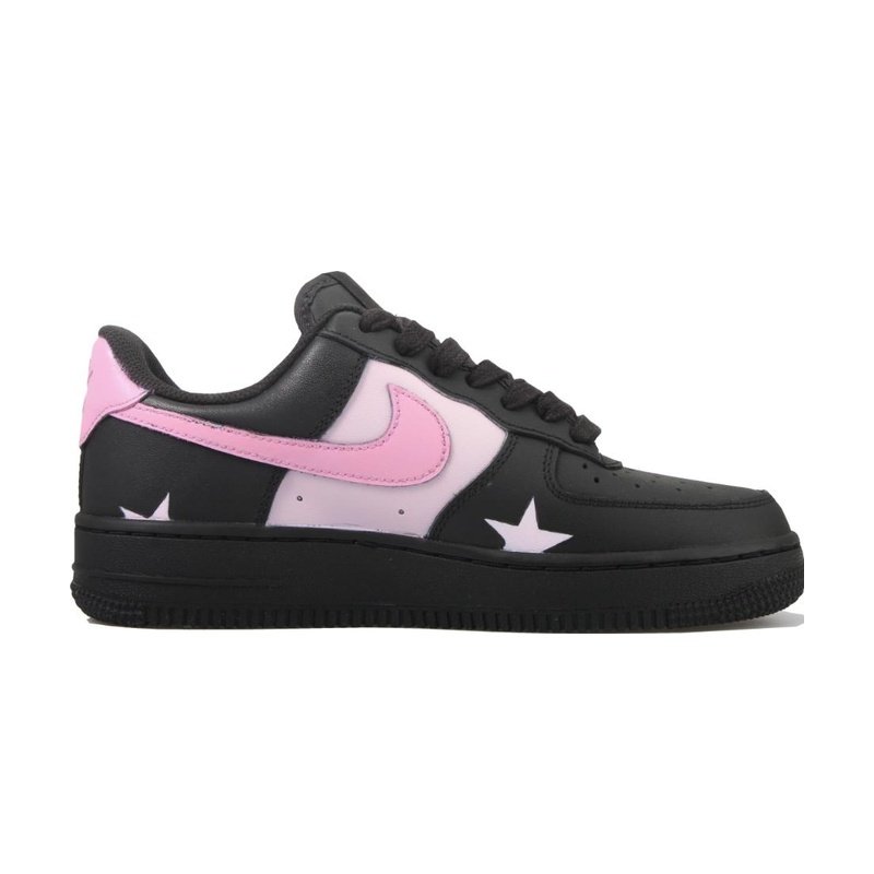 Custom Air Force 1 Shoes Black Pink Starry Night - Image 2