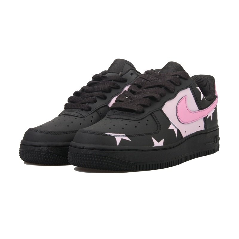 Custom Air Force 1 Shoes Black Pink Starry Night - Image 3
