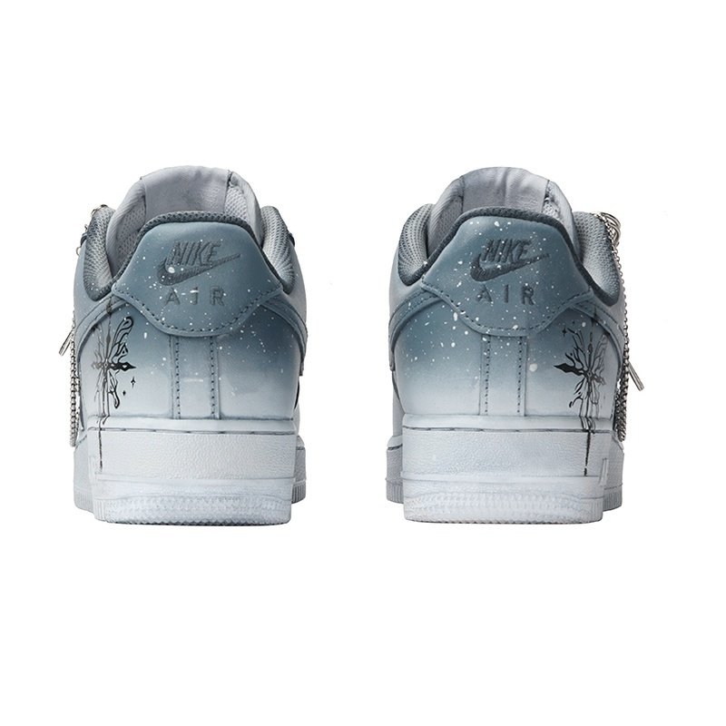Custom Air Force 1 Shoes Gray White Punk Butterfly - Image 4