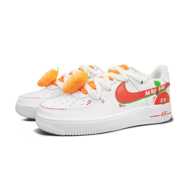 Custom Air Force 1 Shoes Orange White Carrot Head - Image 3