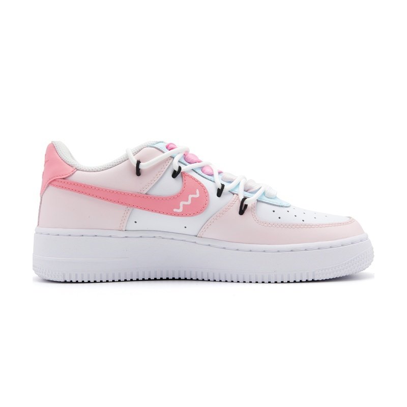 Custom Air Force 1 Shoes Pink Cyan Heart Beat - Image 2
