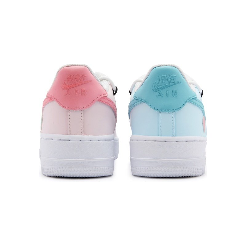 Custom Air Force 1 Shoes Pink Cyan Heart Beat - Image 4