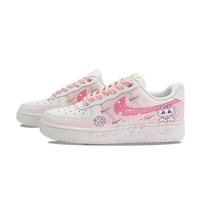 Custom Air Force 1 Shoes Pink White Cat Fantasy - Image 2