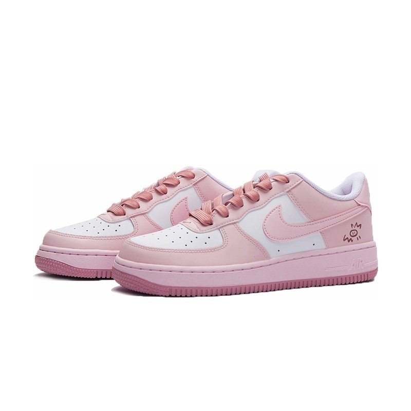 Custom Air Force 1 Shoes Pink White Creme Pig - Image 3