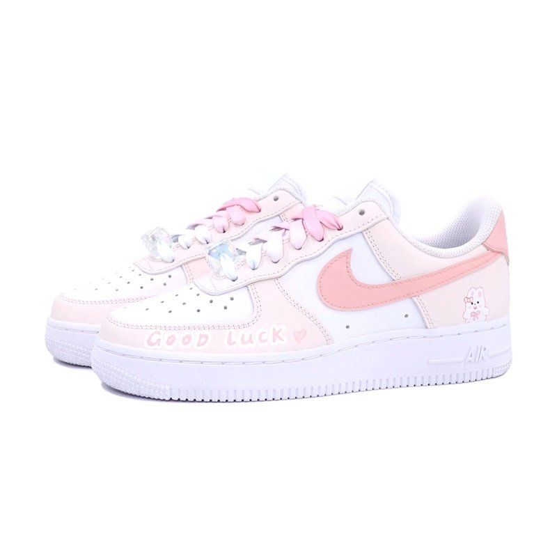 Custom Air Force 1 Shoes Pink White Kawaii Bunny - Image 3