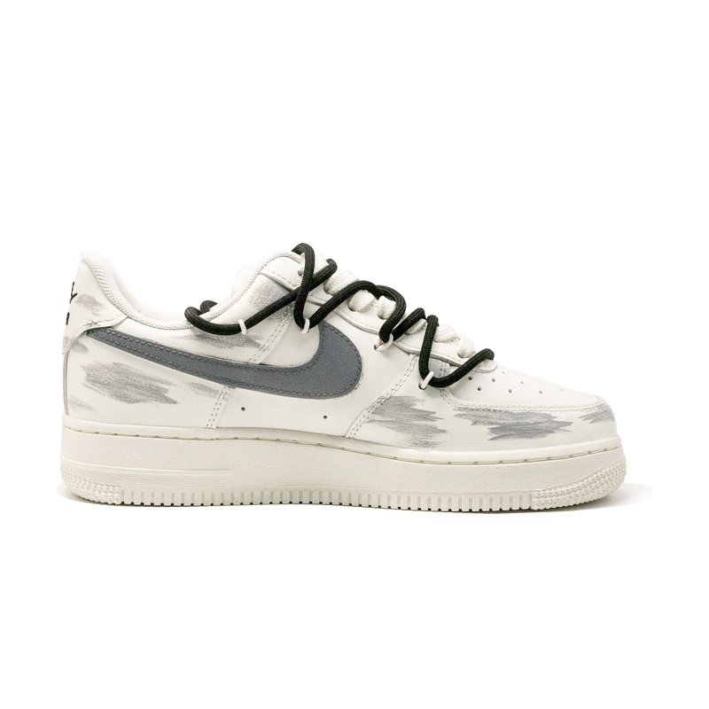 Custom Air Force 1 Shoes White Gray Industrial Street - Image 2