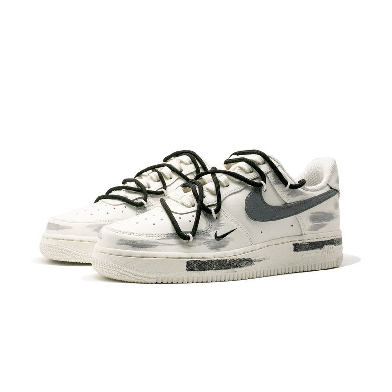 Custom Air Force 1 Shoes White Gray Industrial Street - Image 3