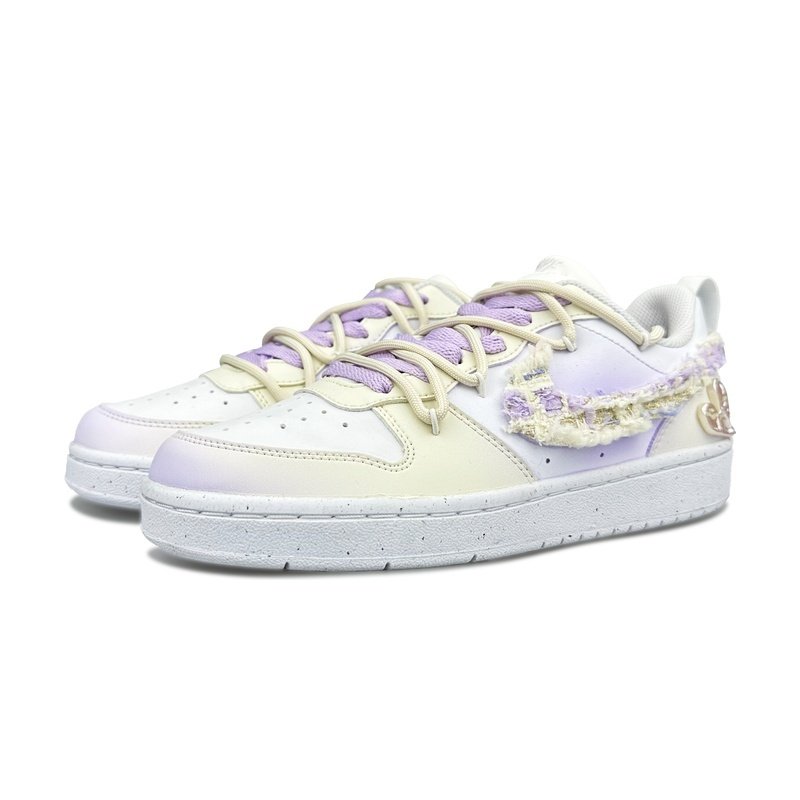 Custom Court Shoes Beige Purple Bubble Cake - Image 3