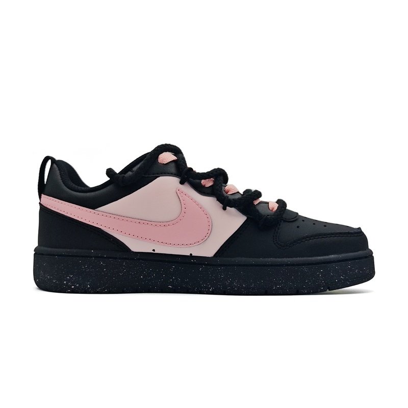 Custom Court Shoes Black Pink Cat Play - Image 2