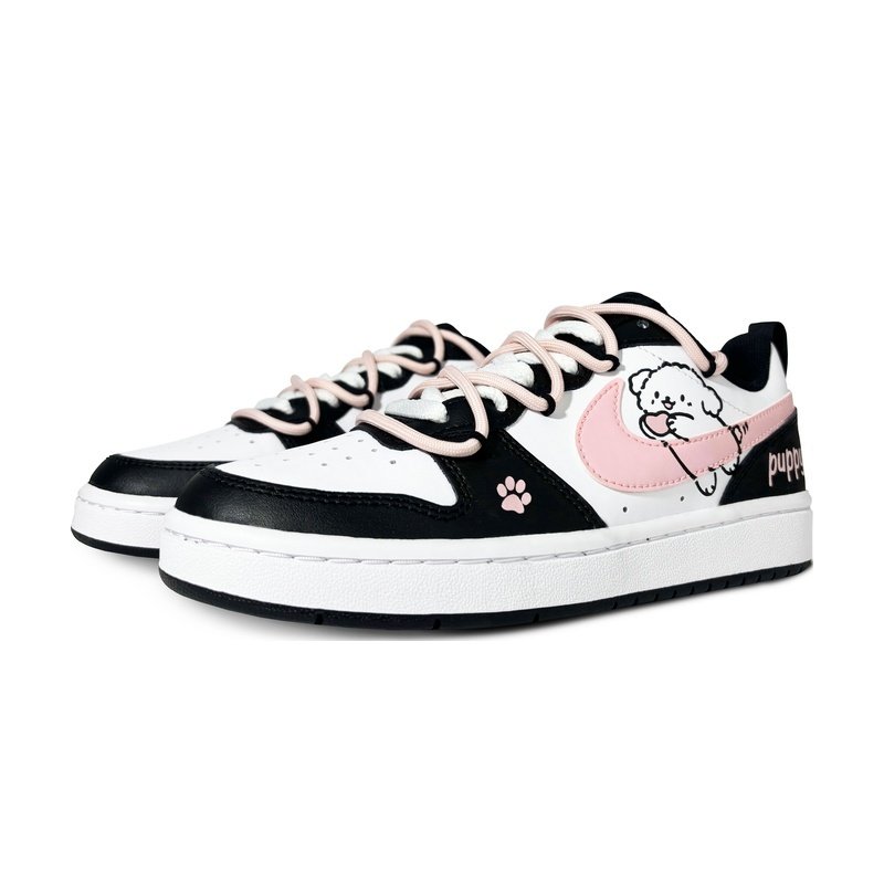 Custom Court Shoes Black Pink Puppy Play - Image 3