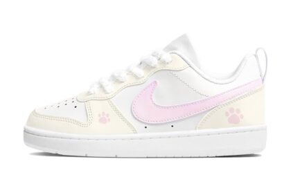 Custom Court Shoes Cream Pink Cat Paw