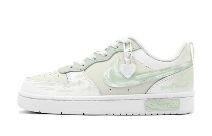Custom Court Shoes Green White Sweet Heart