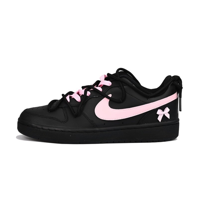 Custom Court Shoes Pink Black Bowknot Charm