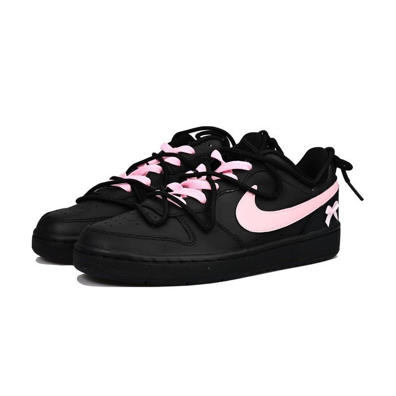 Custom Court Shoes Pink Black Bowknot Charm - Image 3