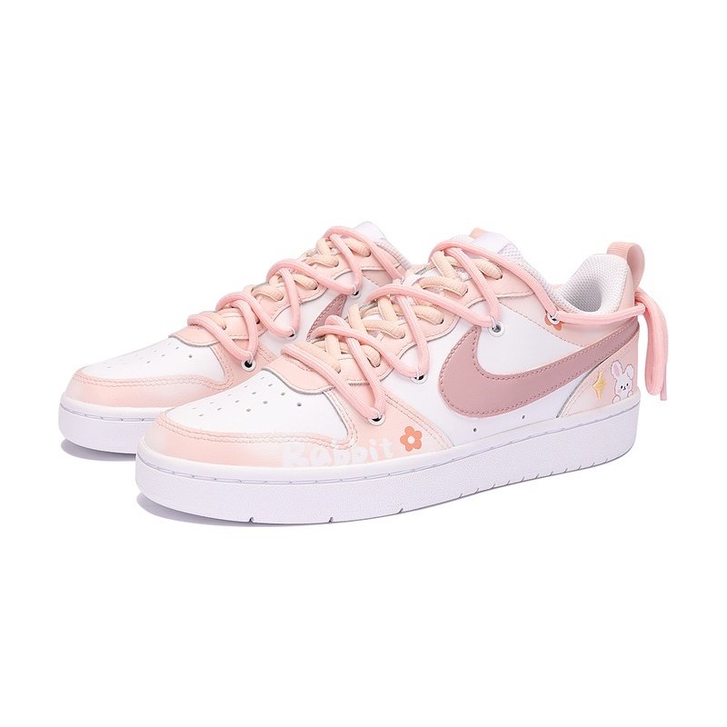 Custom Court Shoes Pink White Cute Rabbit - Image 3