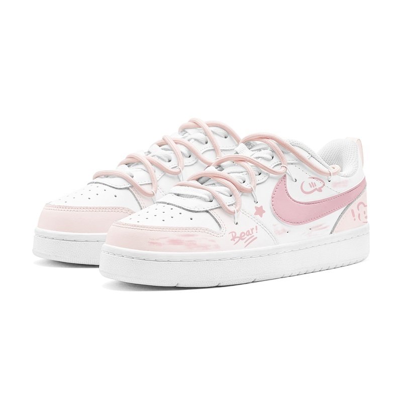 Custom Court Shoes Pink White Little Bear - Image 3