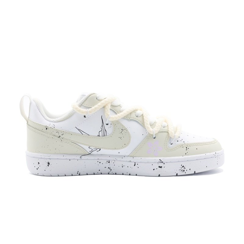 Custom Court Shoes White Black Butterfly Sketch - Image 2