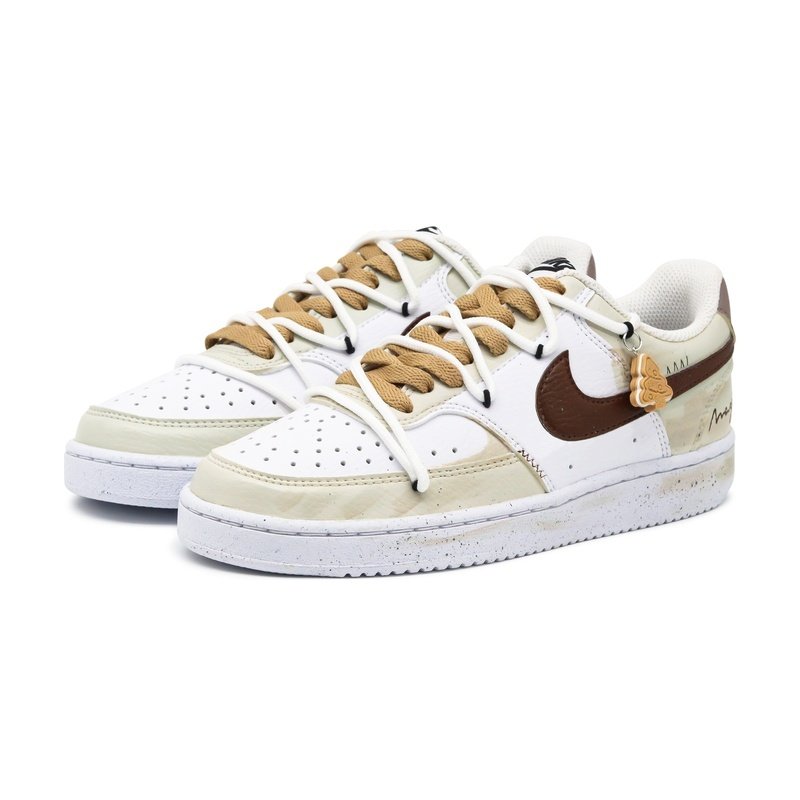 Custom Court Shoes White Brown Christmas Tree - Image 3