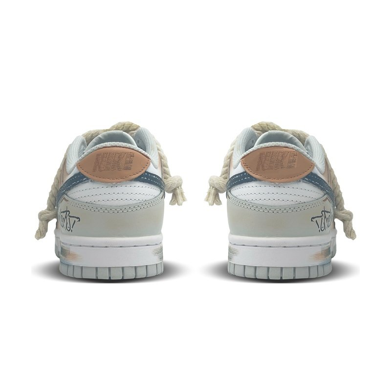 Custom Dunk Shoes Beige Navy Blue Lazy Bear - Image 4