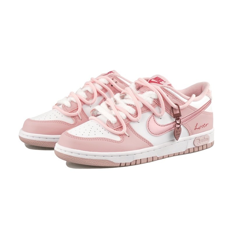 Custom Dunk Shoes Pink White Lover Charm - Image 3
