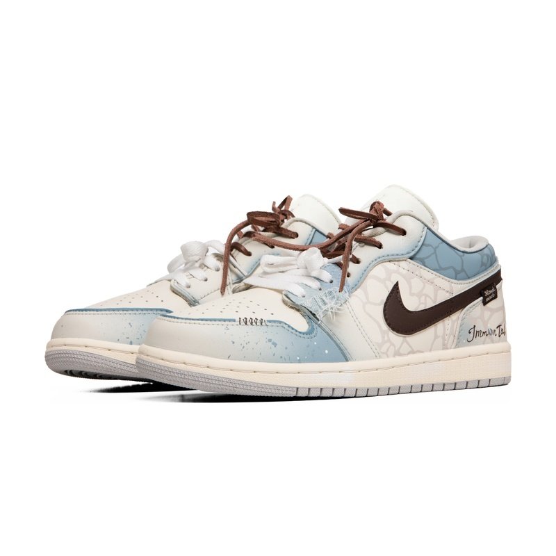 Custom Jordan Shoes Beige Cyan Urban Vibe - Image 3