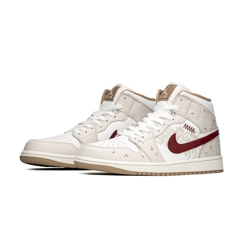 Custom Jordan Shoes Beige Red Warrior Queen - Image 3