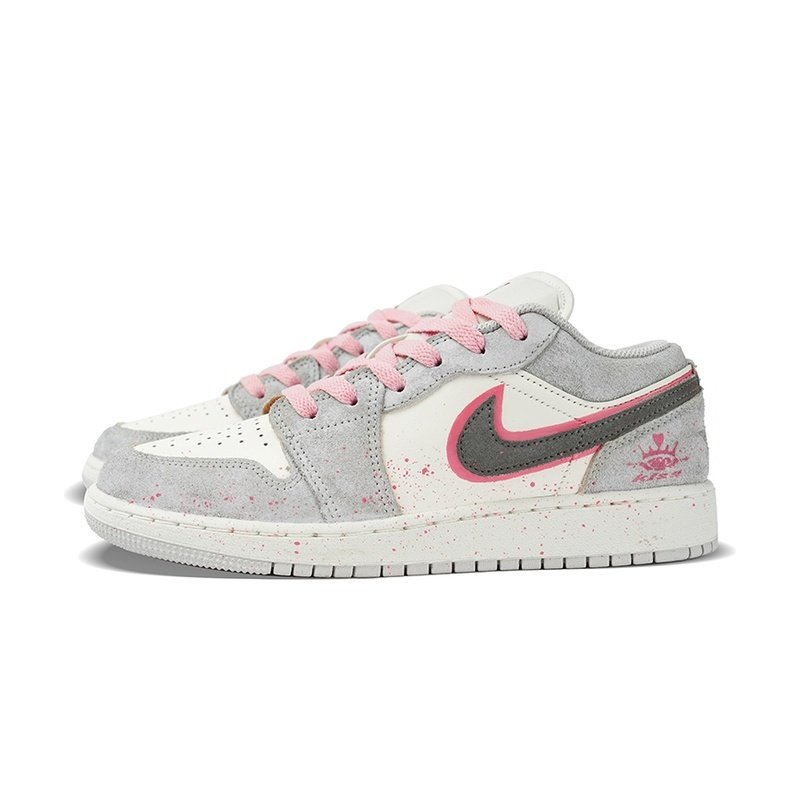 Custom Jordan Shoes Gray Pink Graffiti Street - Image 3