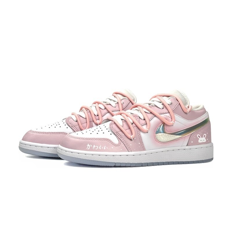 Custom Jordan Shoes Pink Silver Rabbit Tale - Image 3