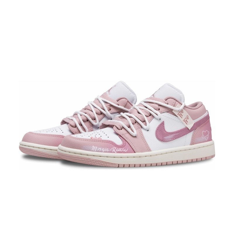 Custom Jordan Shoes Pink White Cherry Love - Image 3