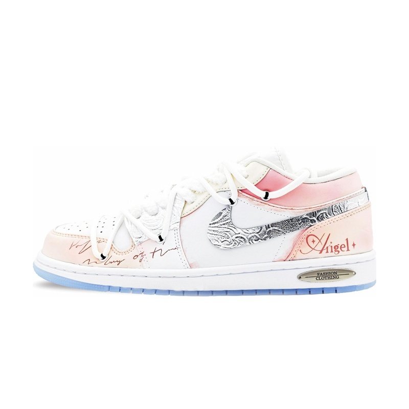 Custom Jordan Shoes Pink White Romantic Lover