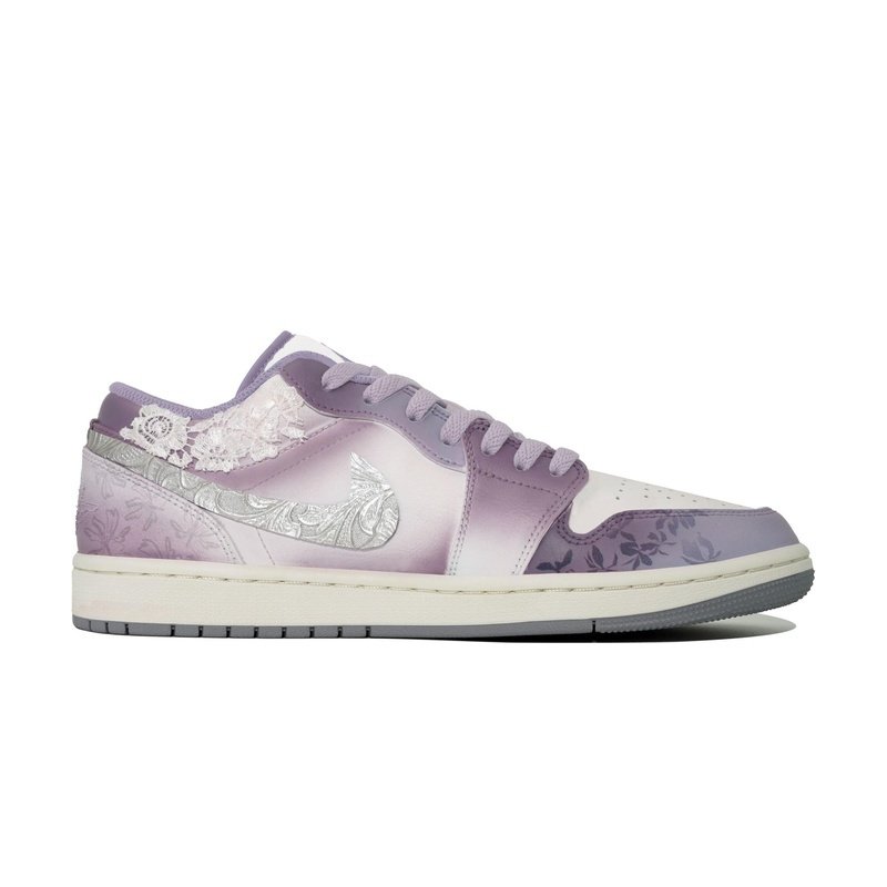 Custom Jordan Shoes Purple Ivory Silk Sophistication - Image 2