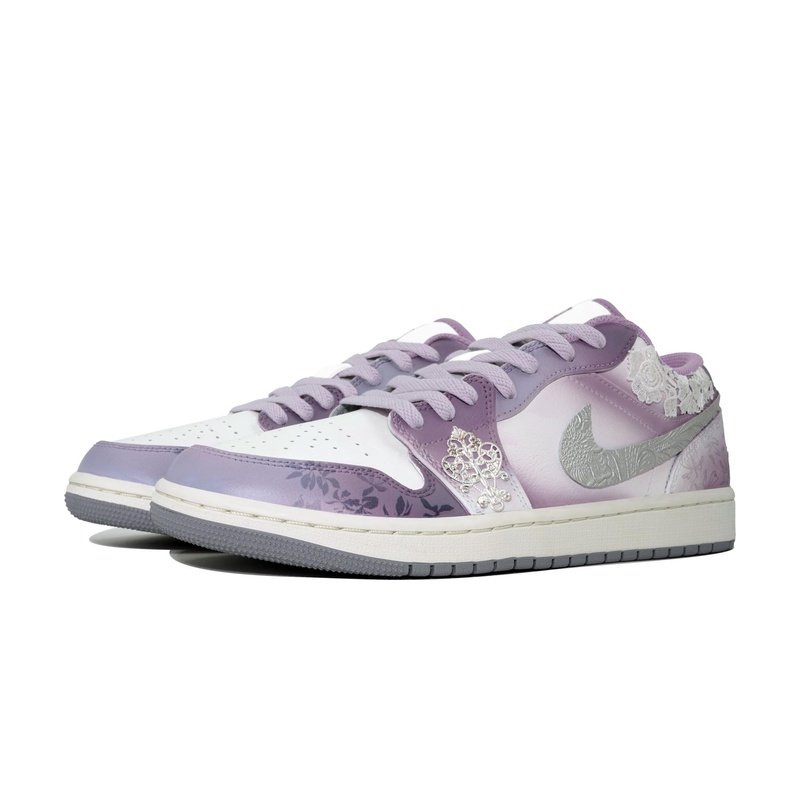 Custom Jordan Shoes Purple Ivory Silk Sophistication - Image 3