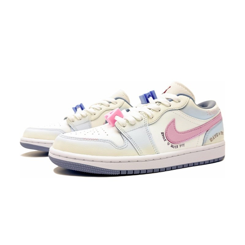 Custom Jordan Shoes White Blue Gentle Whisper - Image 3